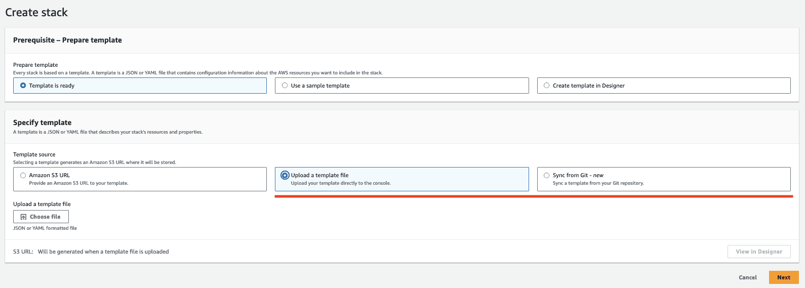 AWS CloudFormation template selection screen for the full and lite Conduktor stacks