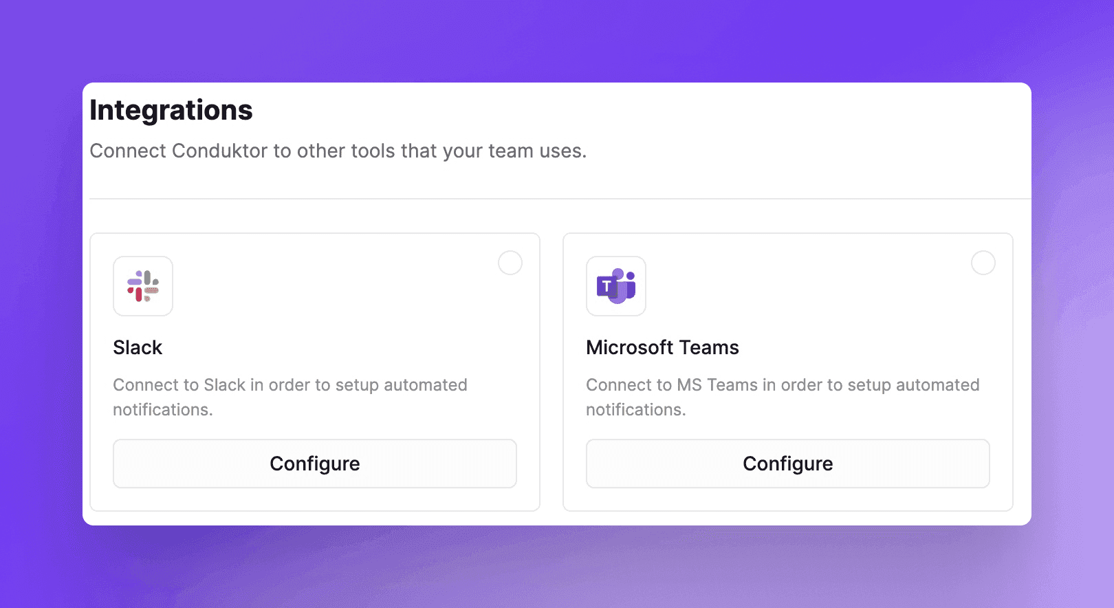 Conduktor Console alert configuration sending notifications to Slack or MS Teams when consumer lag or partition health degrade