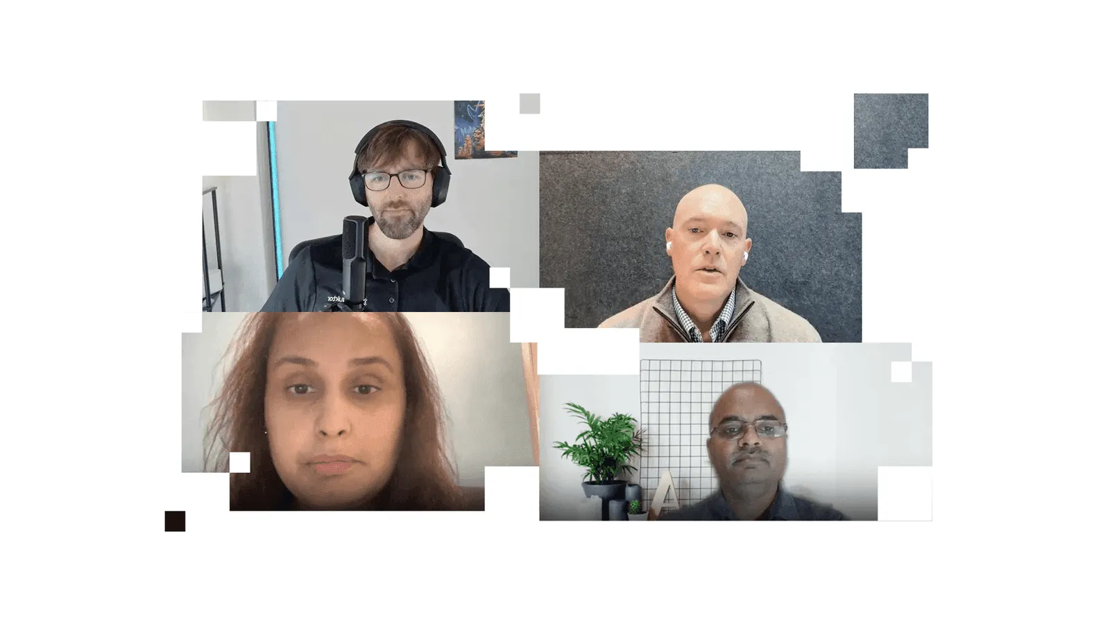 Four-person video-call panel collage of SMBC Group, Marsh McLennan and Conduktor speakers discussing making data safe for enterprise AI