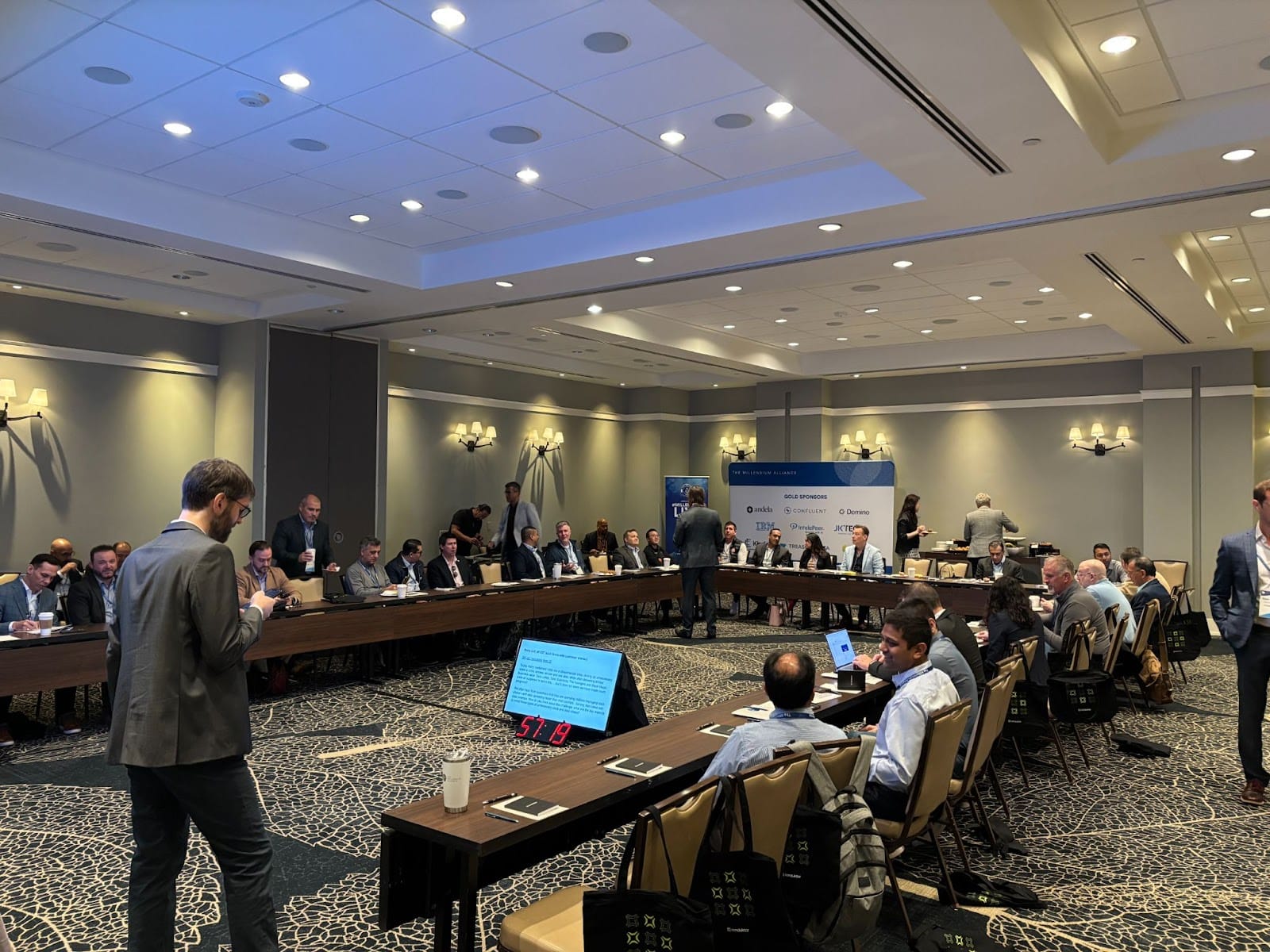 Stephane Derosiaux and Quentin Packard hosting the Conduktor panel on enterprise AI data at the Millennium Alliance Assembly