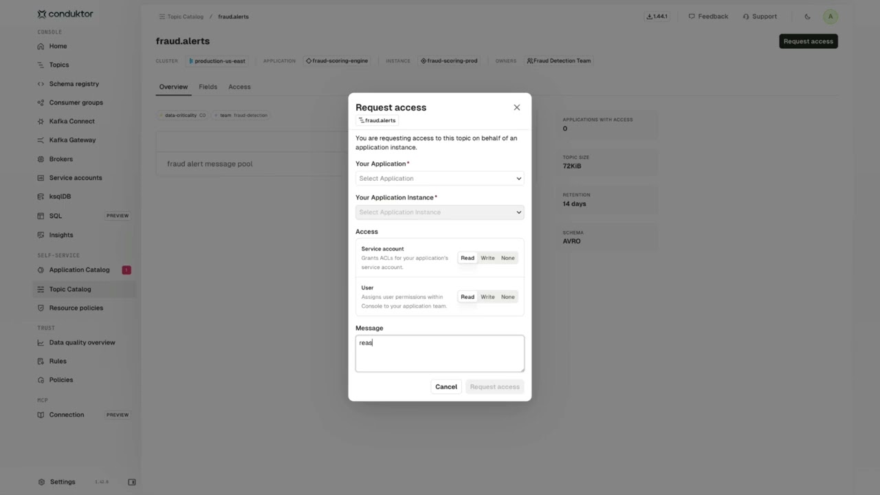 Self-Service Topic Access Requests and Approvals