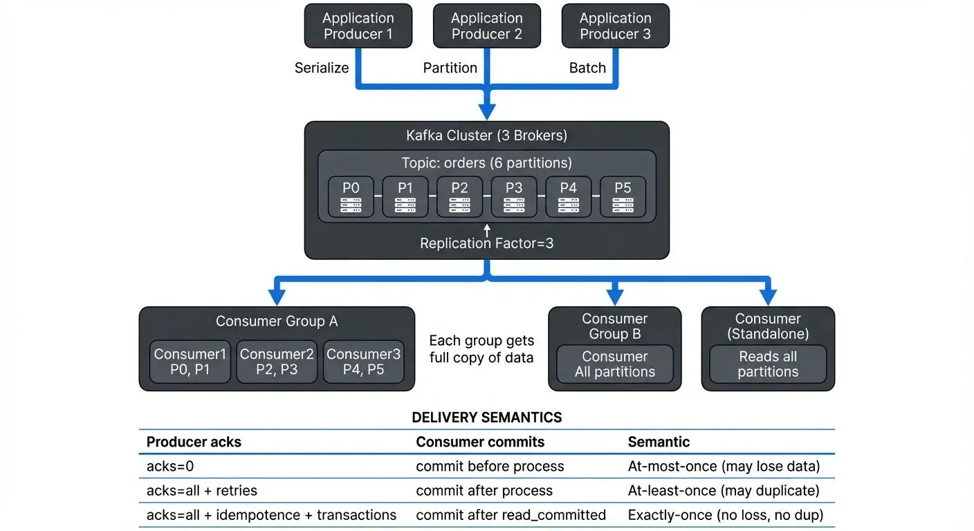 Kafka producers and consumers architecture and flow
