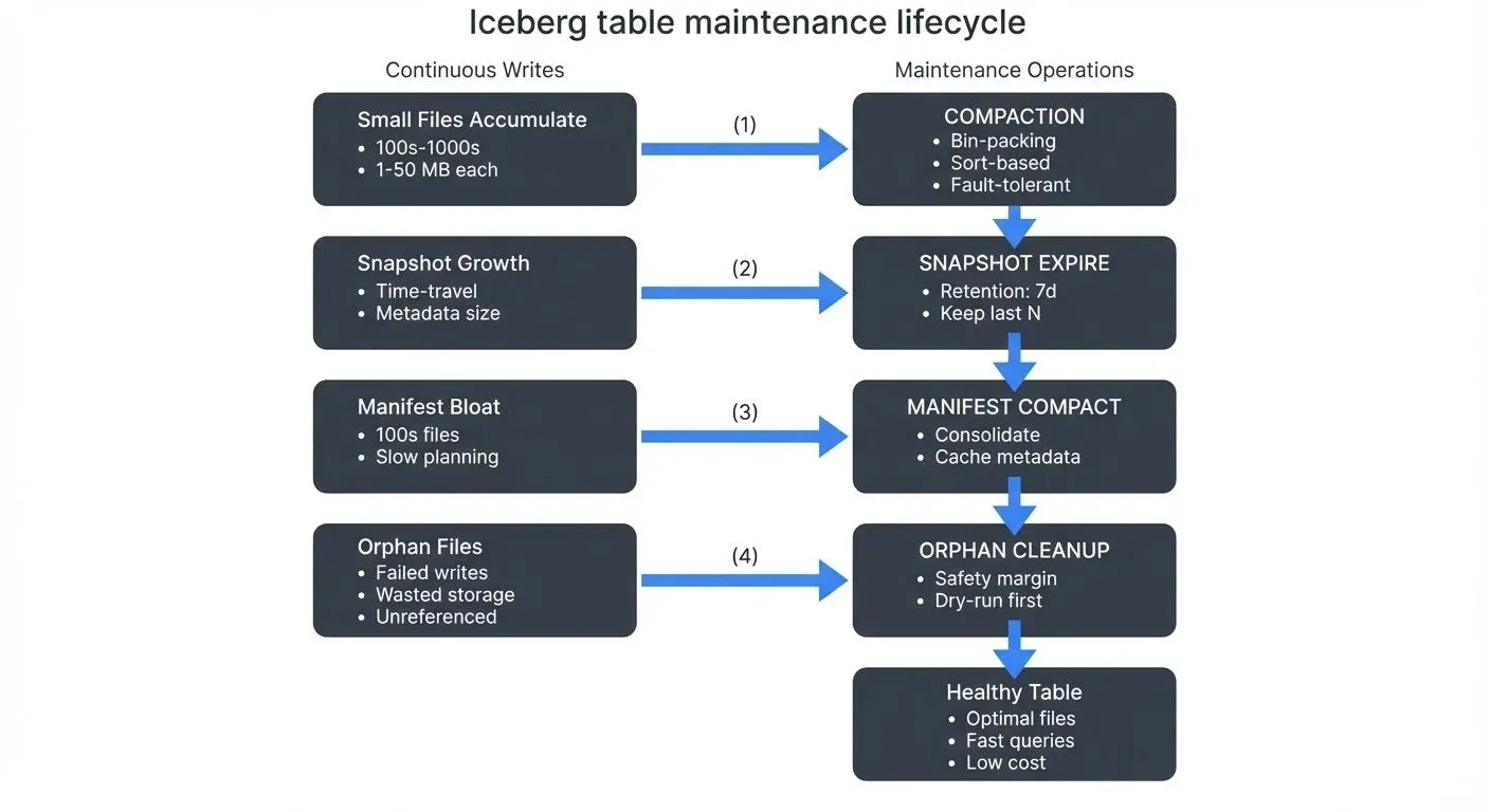 Iceberg table maintenance lifecycle