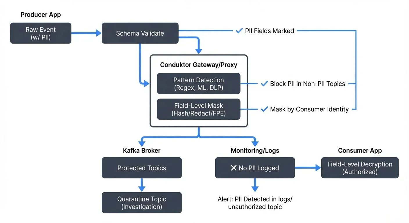 PII leakage vectors and detection points in streaming systems