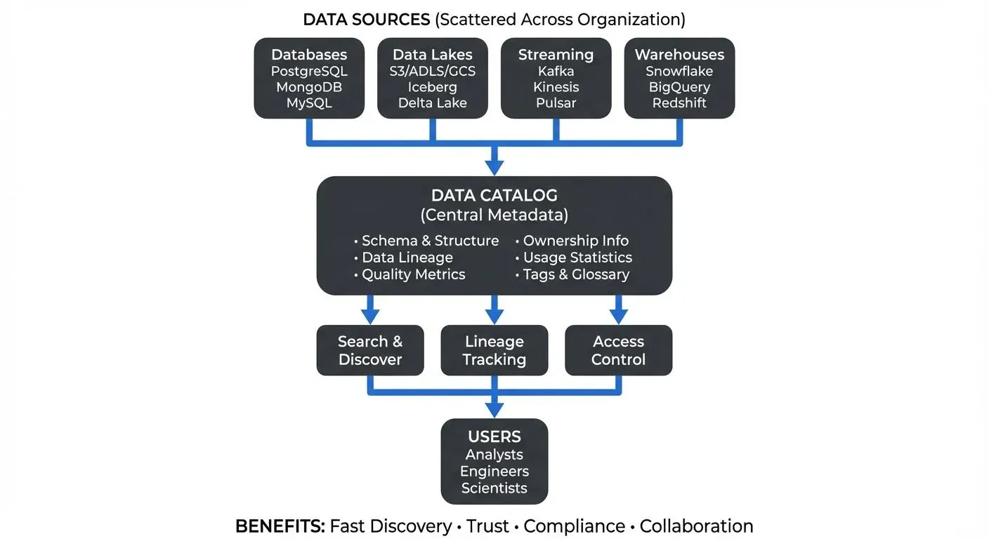 Data catalog connecting multiple data sources