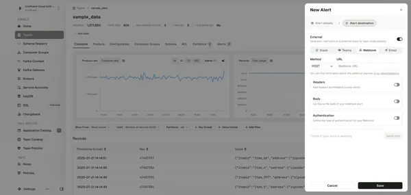 Email alerts, consumer group labels, and header transformations