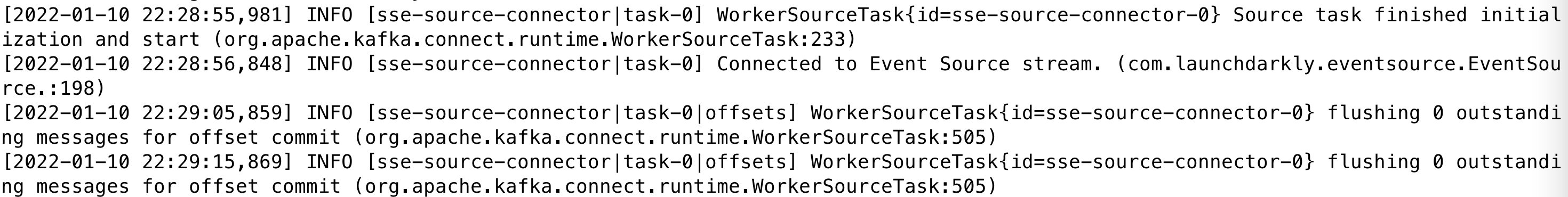 Screenshot showing the process for starting your Kafka Connect Standalone Connector via CLI